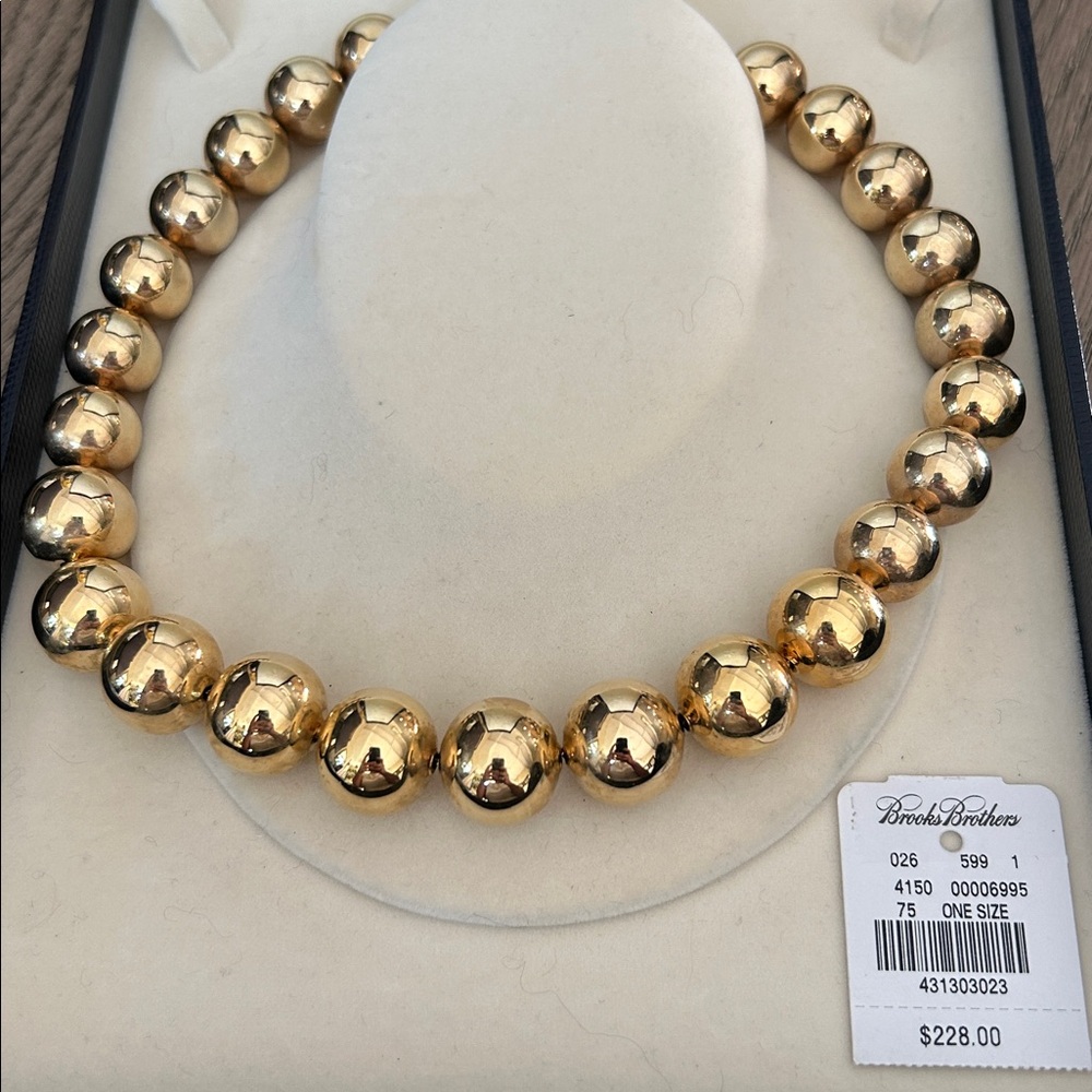 Brooks Brothers Shiny Gold Bead Necklace
